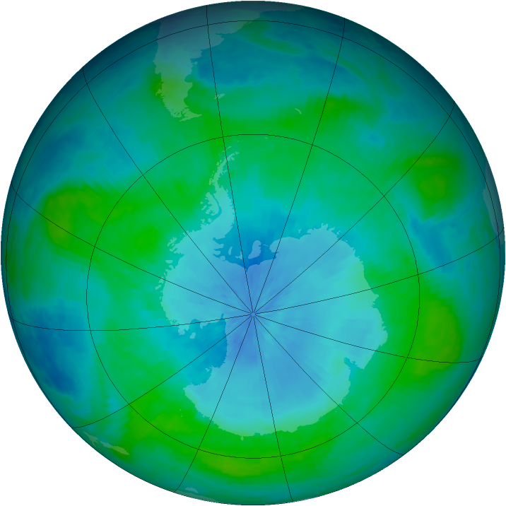 Antarctic ozone map for 14 February 2003